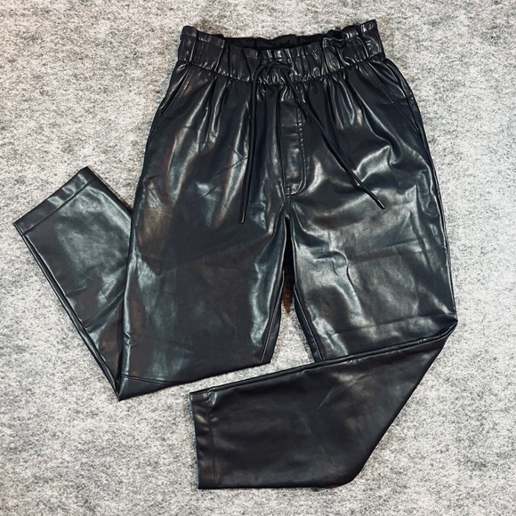Abercrombie & Fitch Pants - Abercrombie & Fitch Vegan Leather Pants Womens M Black Paperbag‎ Waist Edgy Chic